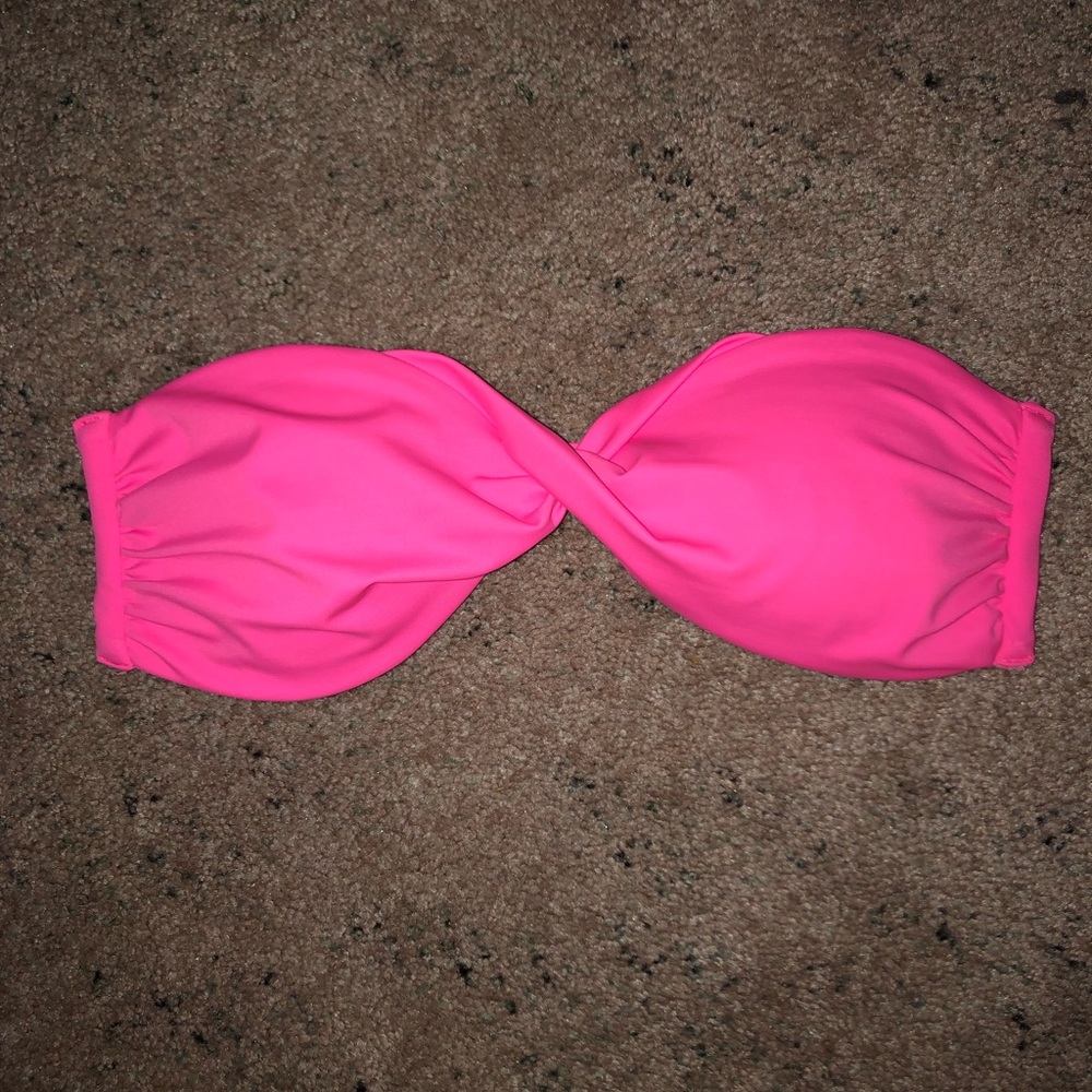 Hot pink bandeau bikini top